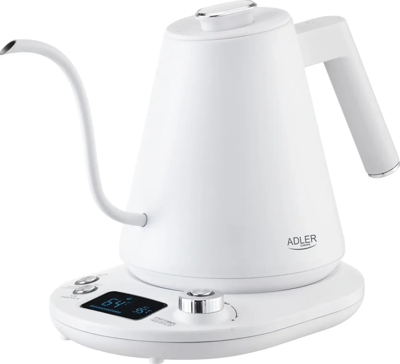 Електрочайник Adler AD 1349 з дисплеєм та регулюванням 1 л White (28602797)