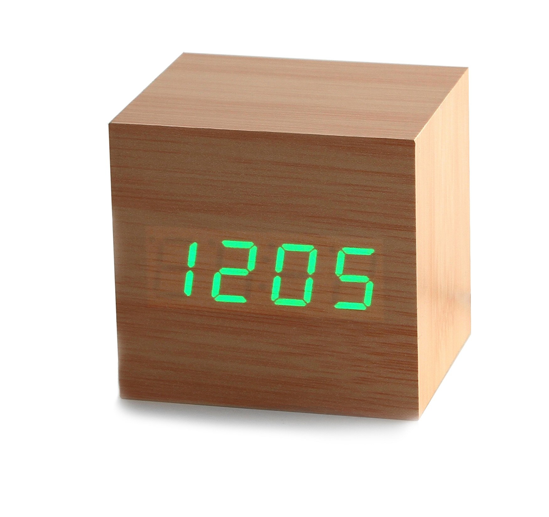 Часы будильник UFT  с датчиком температуры  wood clock green - фото 1