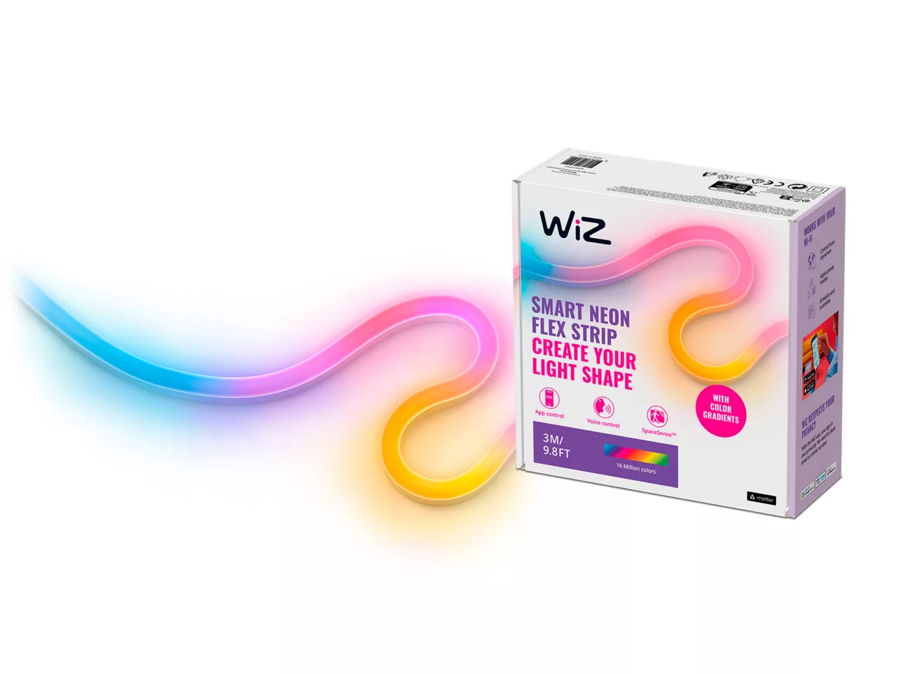 Гибкая LED-лента WiZ Neon Flex Strip 3м RGBIC Wi-Fi поддержка Matter димерирования (3126932493)