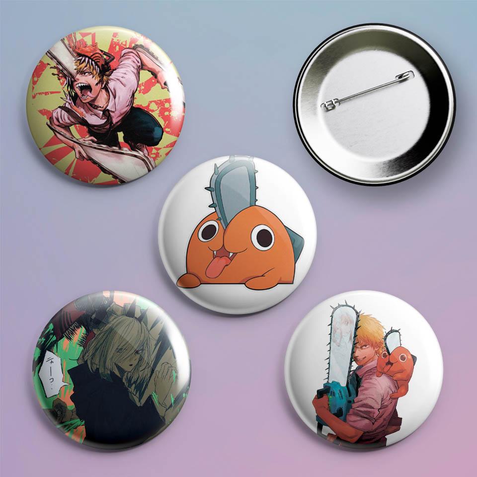 Значки на рюкзак с принтом аниме Chainsaw Man 4 шт.