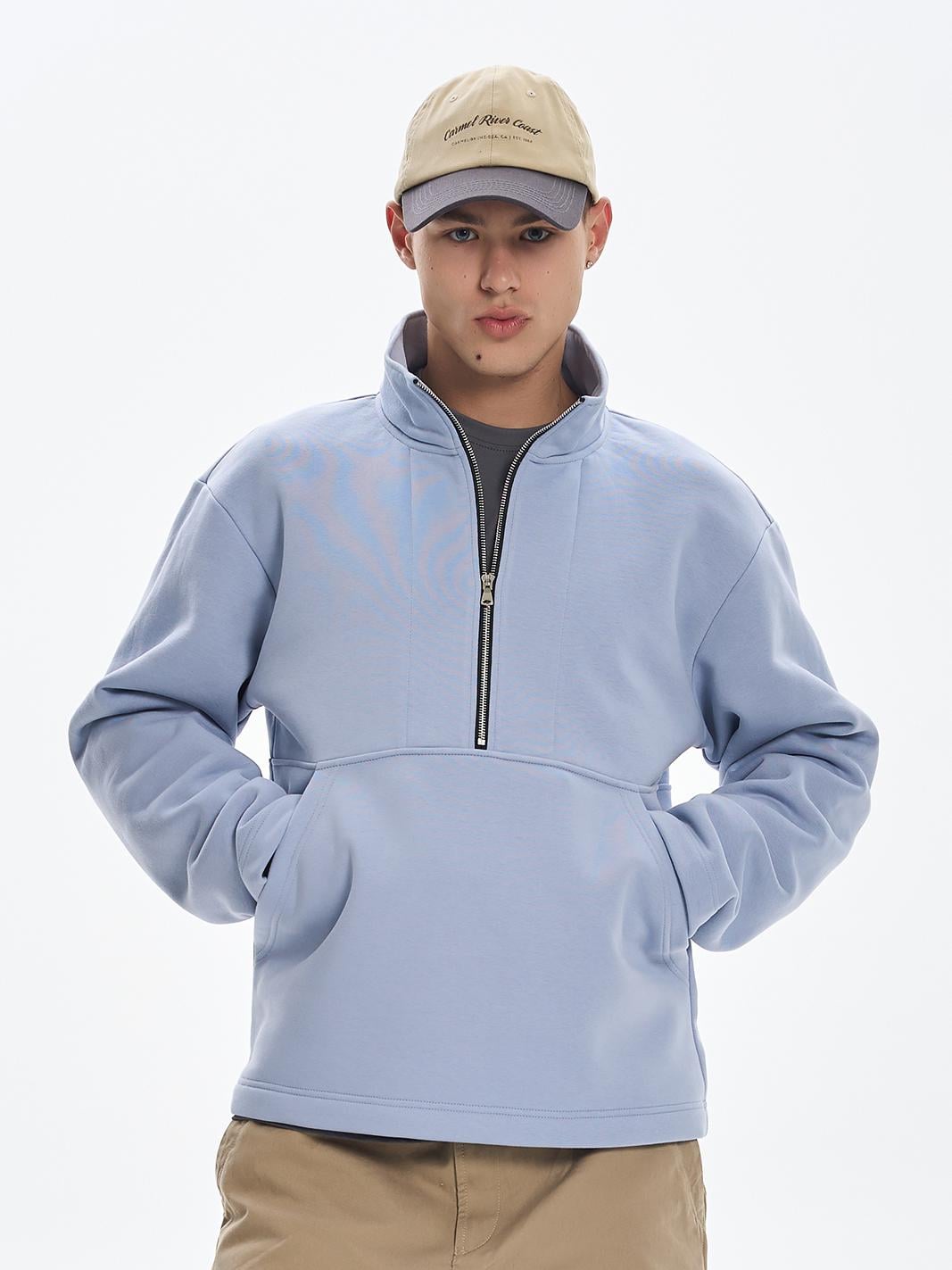 Толстовка чоловіча утеплена з коміром на блискавці ROZA 241224 S Сірий (4824005750823)