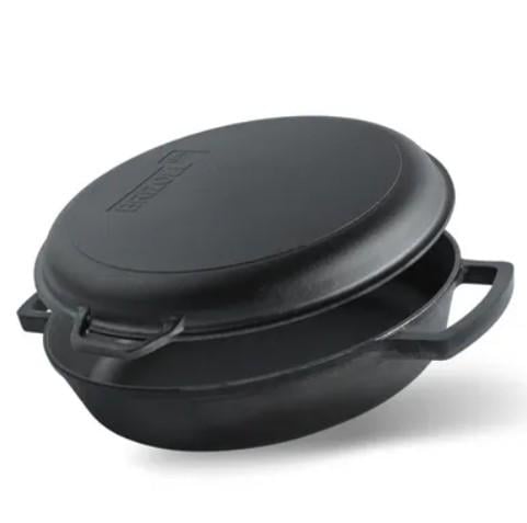 Сковорода чугунная Brizoll с крышкой-сковородкой 36 см (M3680U-2)