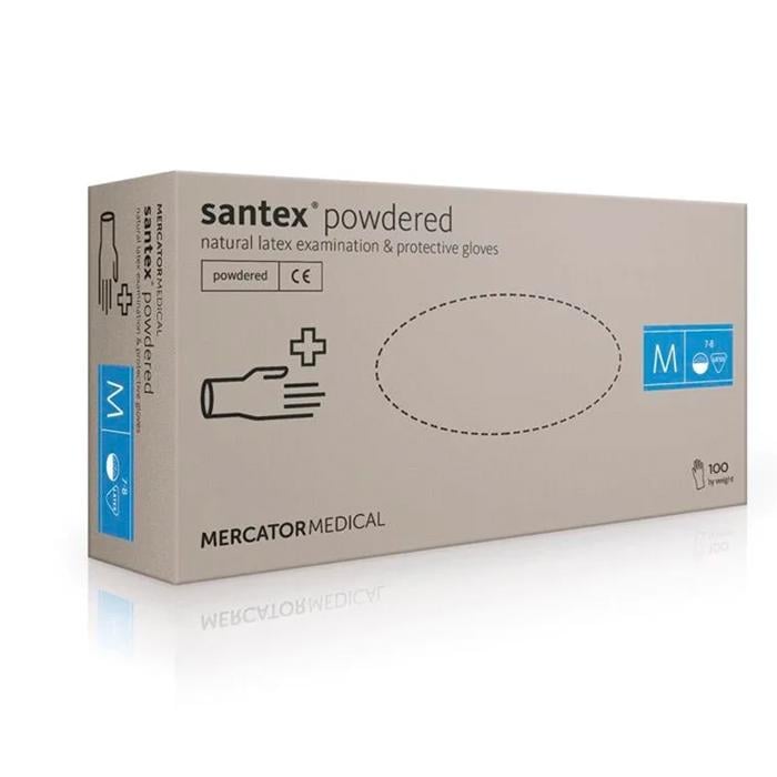 Перчатки латексные Mercator Santex Powdered опудренные M 100 шт. White