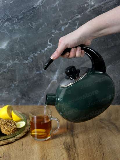 Чайник со свистком Kamille Vizo эмалированный с двойным дном для газа и индукции 2,5 л Зеленый (1039D) - фото 9 Чайник со свистком Kamille Vizo эмалированный с двойным дном для газа и индукции 2,5 л Зеленый (1039D) - фото 9