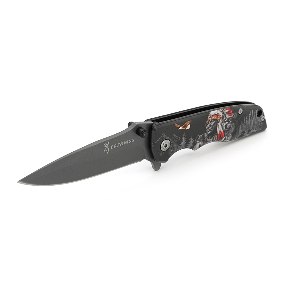 Нож складной Browning DA80 1 с ручкой из стали с рисунком (YUT_V10480)