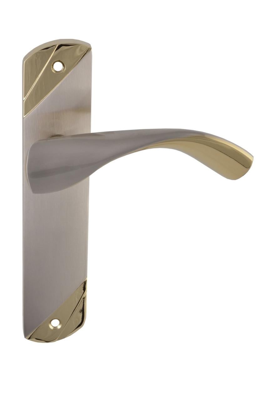 Дверна ручка міжкімнатна Siba Siena прохідна на планці Нікель матовий/Золото темне (Z04 0K 22 90)