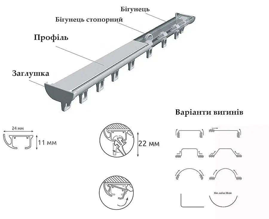 Карниз алюмінієвий однорядний Forest DS 400 см (2503770834) - фото 4 Карниз алюмінієвий однорядний Forest DS 400 см (2503770834) - фото 4