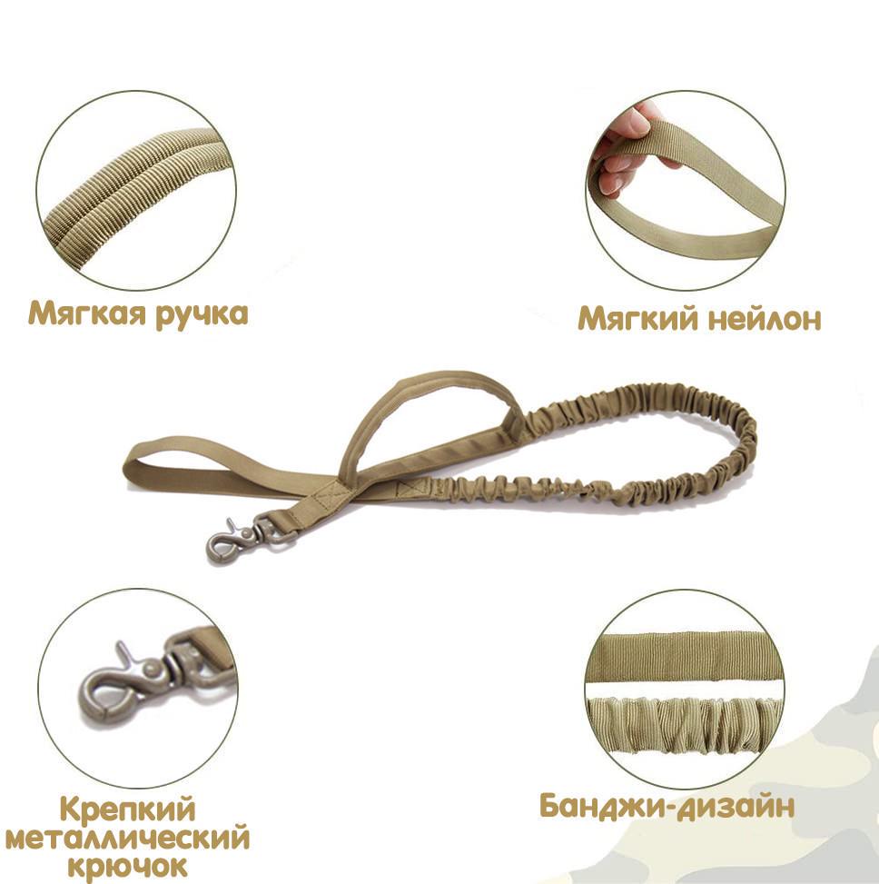 Ошейник с поводком для собак Harness нейлоновый с металлической пряжкой-фастекс XL 53-63 см Коричневый (1787154568) - фото 4 Ошейник с поводком для собак Harness нейлоновый с металлической пряжкой-фастекс XL 53-63 см Коричневый (1787154568) - фото 4