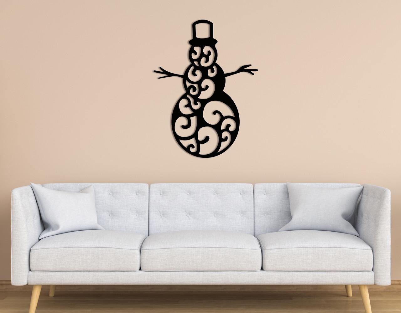 Панно на стену из дерева декоративное Upwood Decor Snowman 80x106,4 см Black (1575950431)