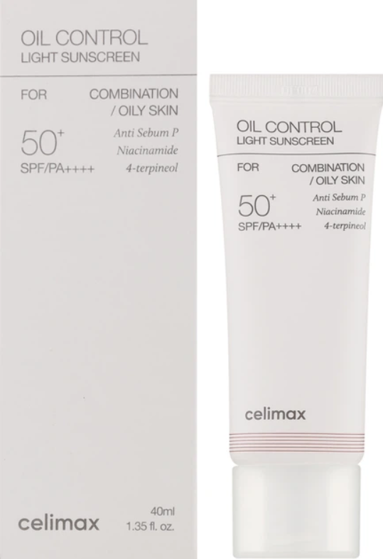 Крем для обличчя сонцезахисний Celimax Oil Control Light Sunscreen SPF 50+ PA++++ 40 мл (Oil Control Light Sunscreen)