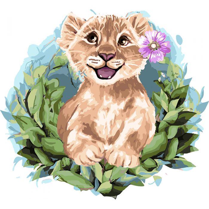 Картина по номерам Ідейка Волшебный львенок 30х30 см (KHO4158)