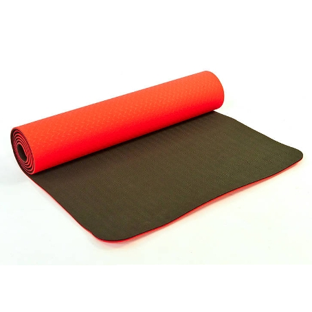 Килим для йоги TPE Yoga Mat двошаровий 61х183 см 6 мм Червоний - фото 1