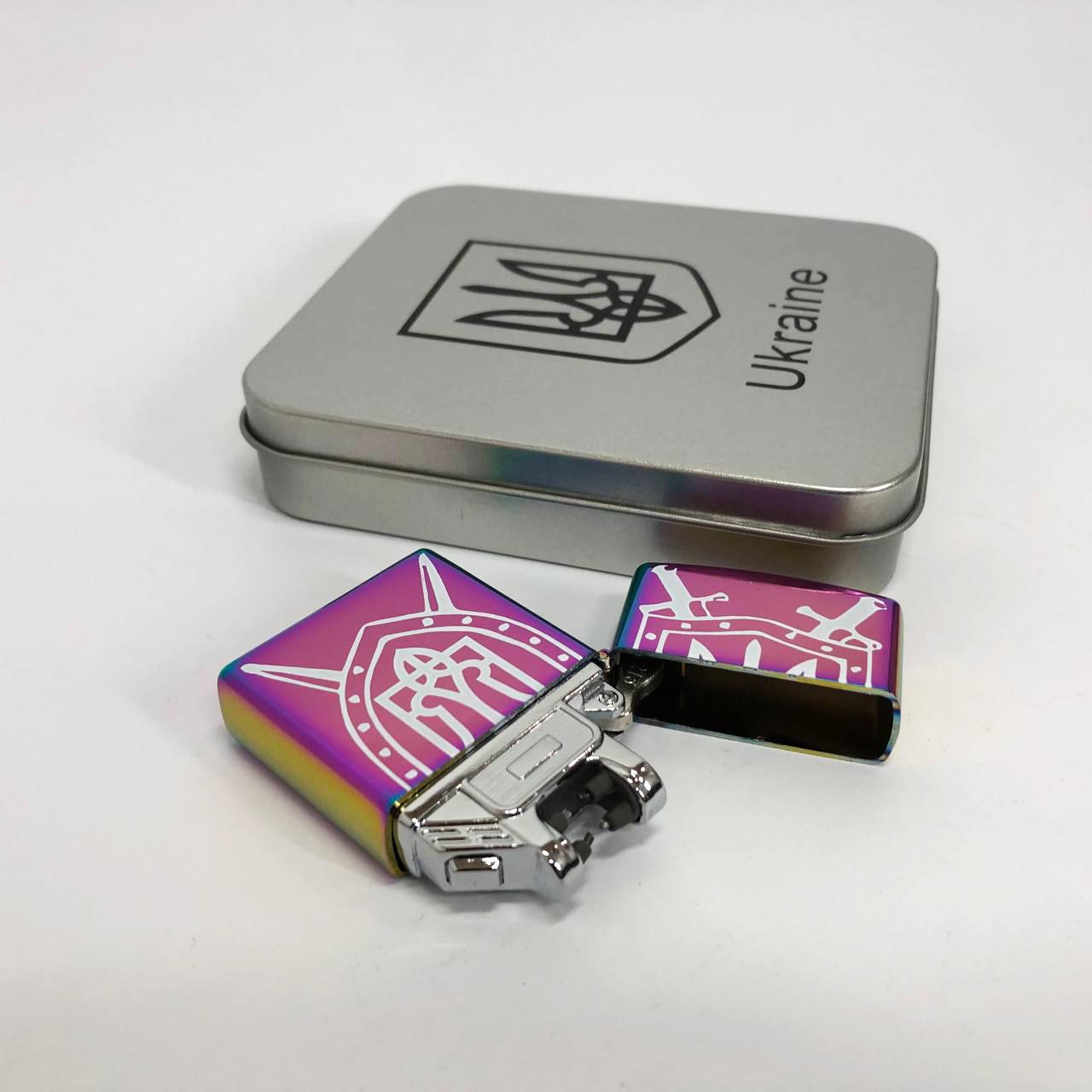 Зажигалка дуговая электроимпульсная USB Украина металлическая коробка Хамелеон (HL-446) - фото 3