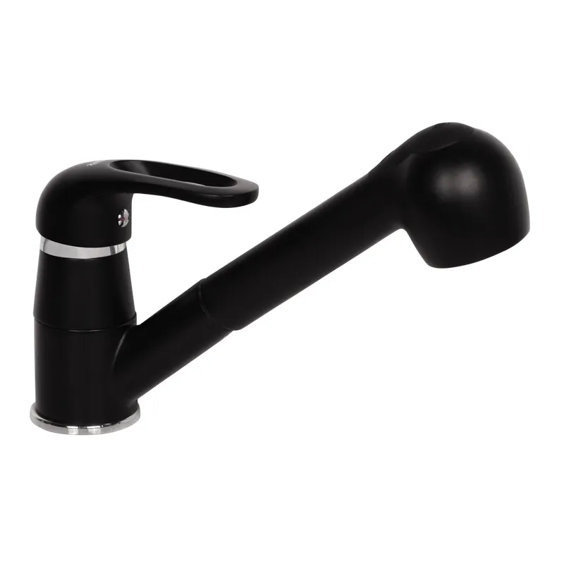 Смеситель для кухни с выдвижной воронкой Zerix Z6036-6 ZX0514 из силумина Черный