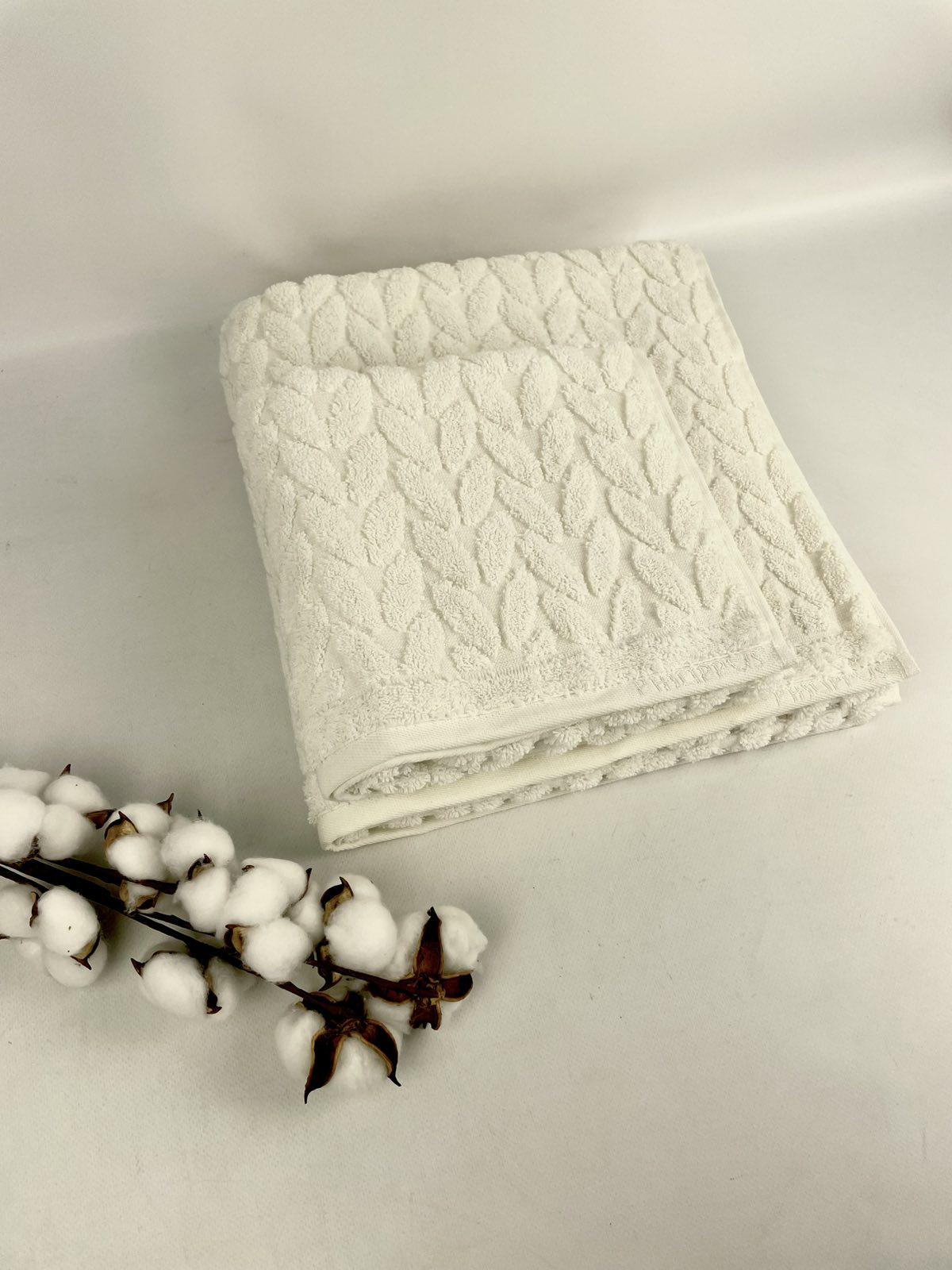 Набор полотенец Philippus Cross Cotton Carol A456 2 шт. в фирменой коробке Молочный (CN37425)