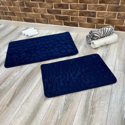 Набор ковриков в ванную и туалет Stone Premium Memory Foam 2в1 80х50/60х40 см Синий (NKPS0006) - фото 6 Набор ковриков в ванную и туалет Stone Premium Memory Foam 2в1 80х50/60х40 см Синий (NKPS0006) - фото 6