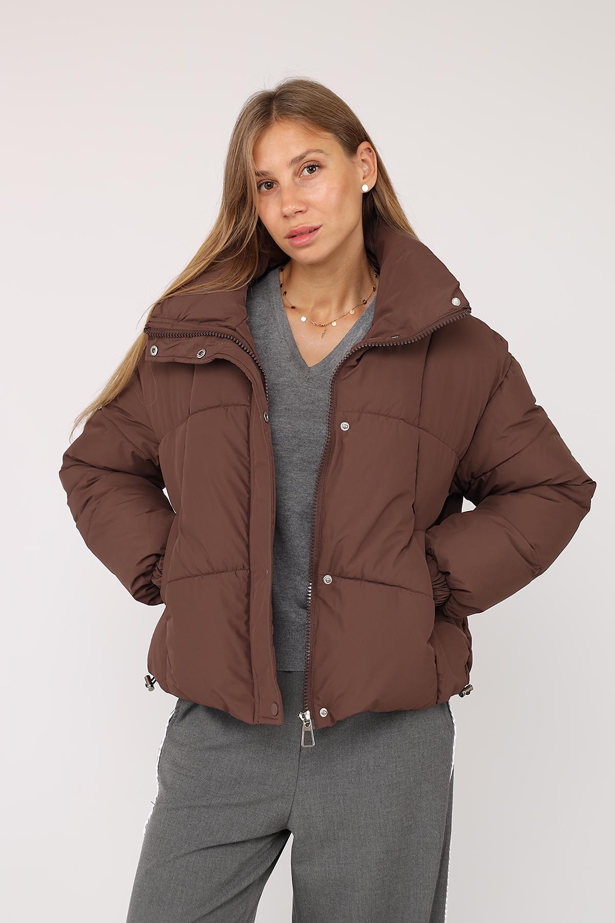 Куртка жіноча ЦБ-00277858 р. 54 Коричневий (28422331)