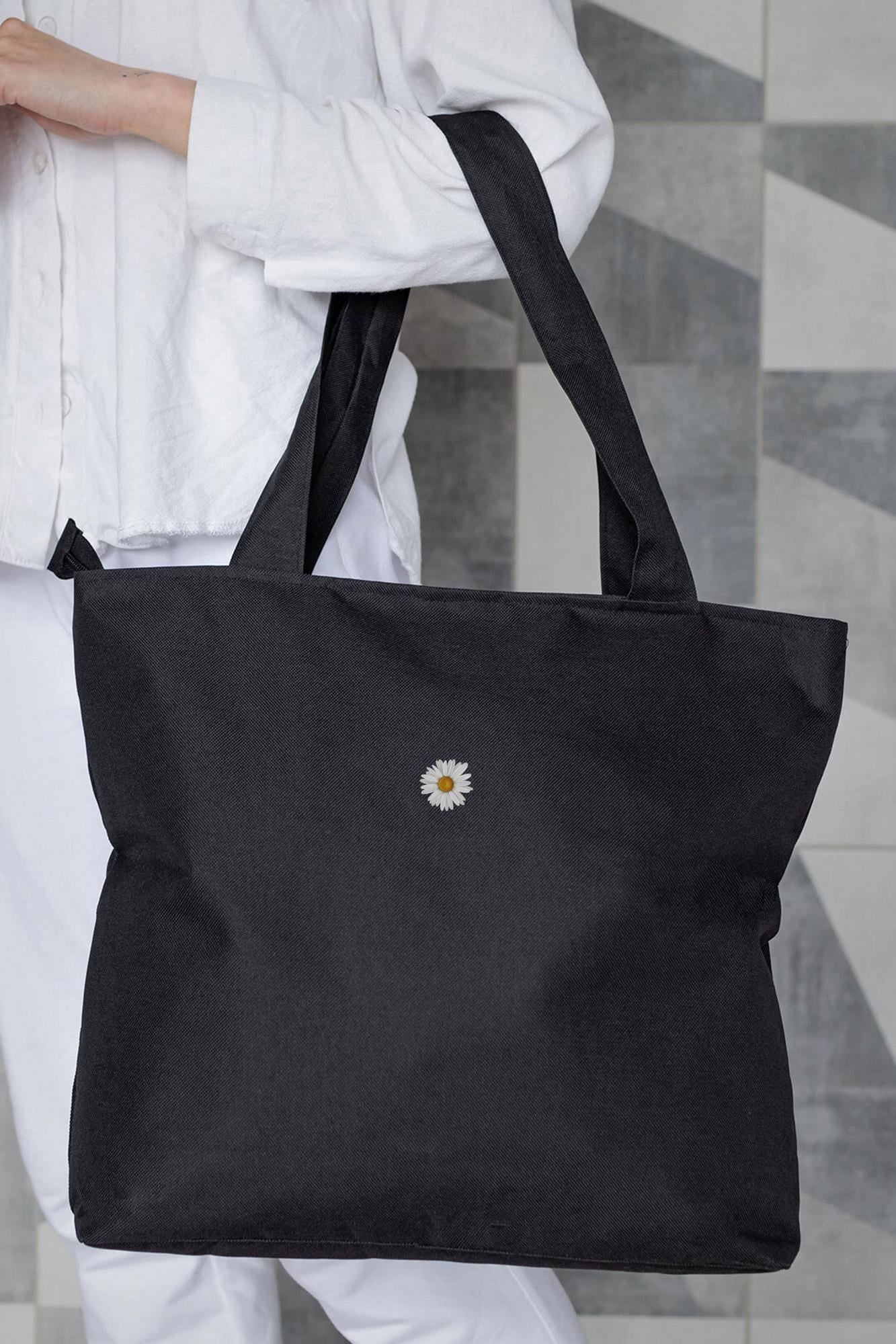 Шопер жіночий тканинний еко з принтом Flower Black (8055452)