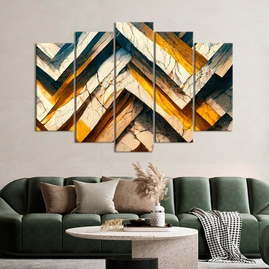 Картина на холсте Абстрактные геометрические фигуры из мрамора 137x85 см (V123-5_L)