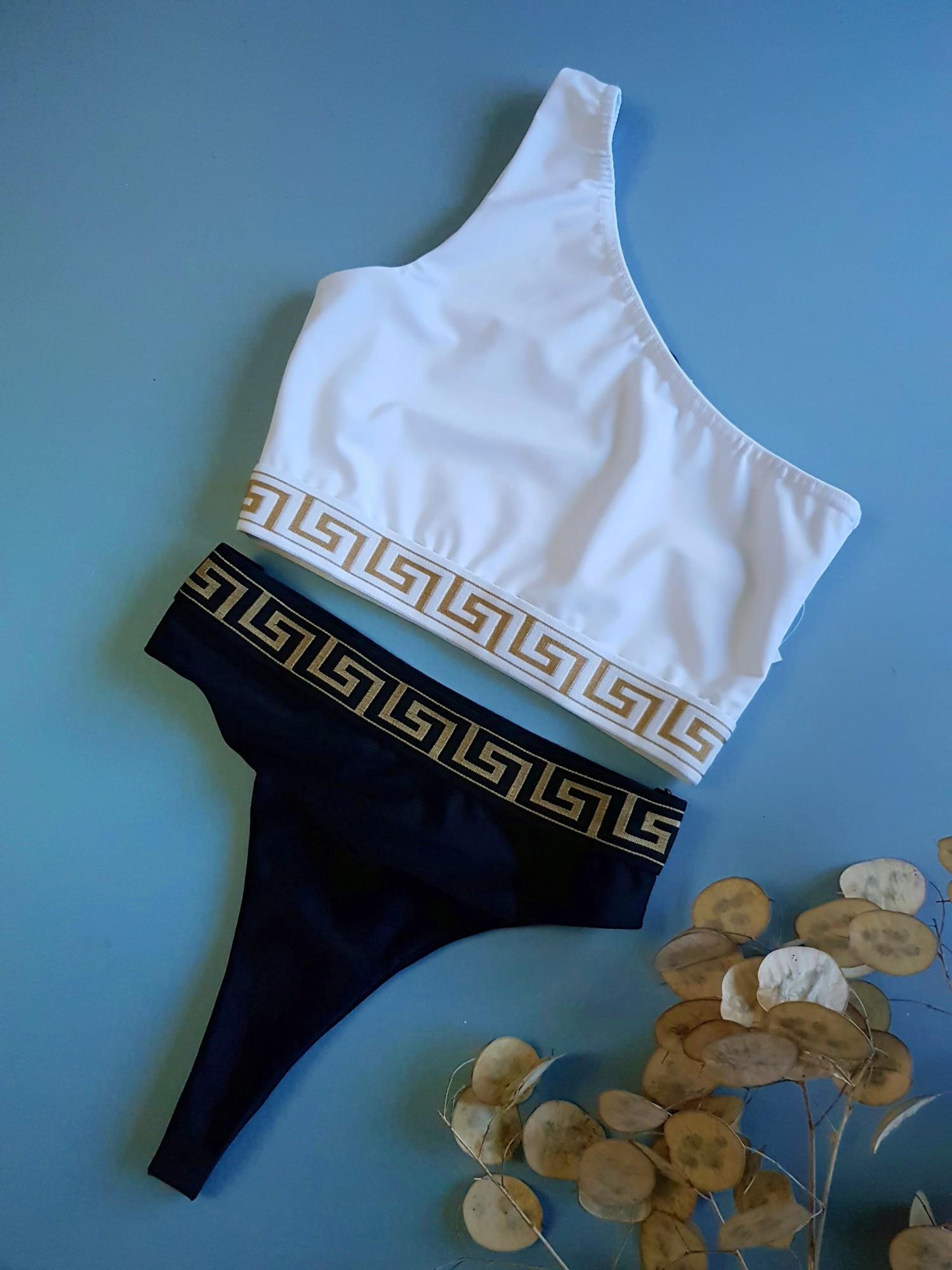 Купальник ​роздільний Boohoo 8924 M/44 Білий/Чорний (44292281)
