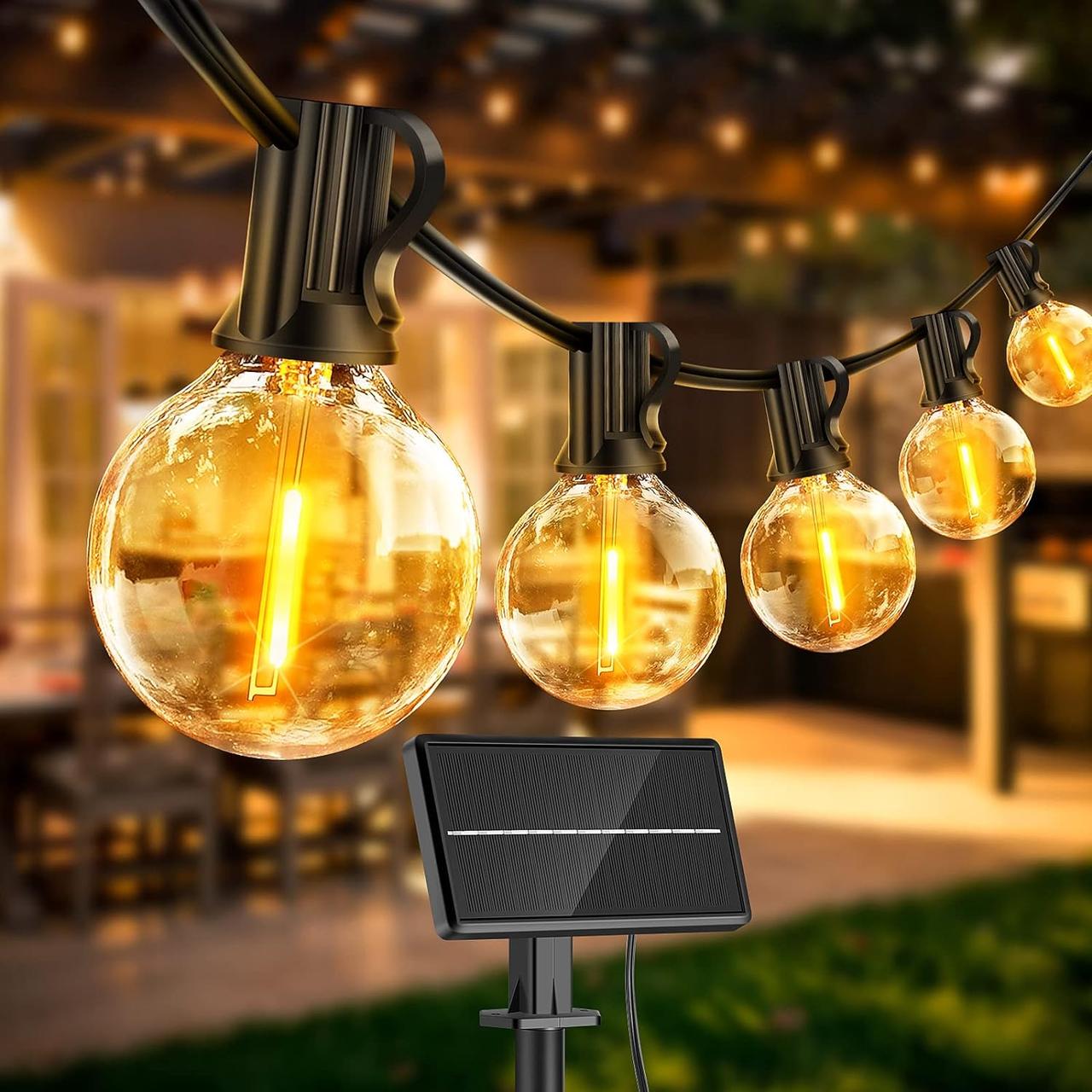Гирлянда уличная водонепроницаемая FGRYB ретро на солнечной батарее 25 с 2 лампами глобуса Гирлянда уличная водонепроницаемая FGRYB ретро на солнечной батарее 25 с 2 лампами глобуса