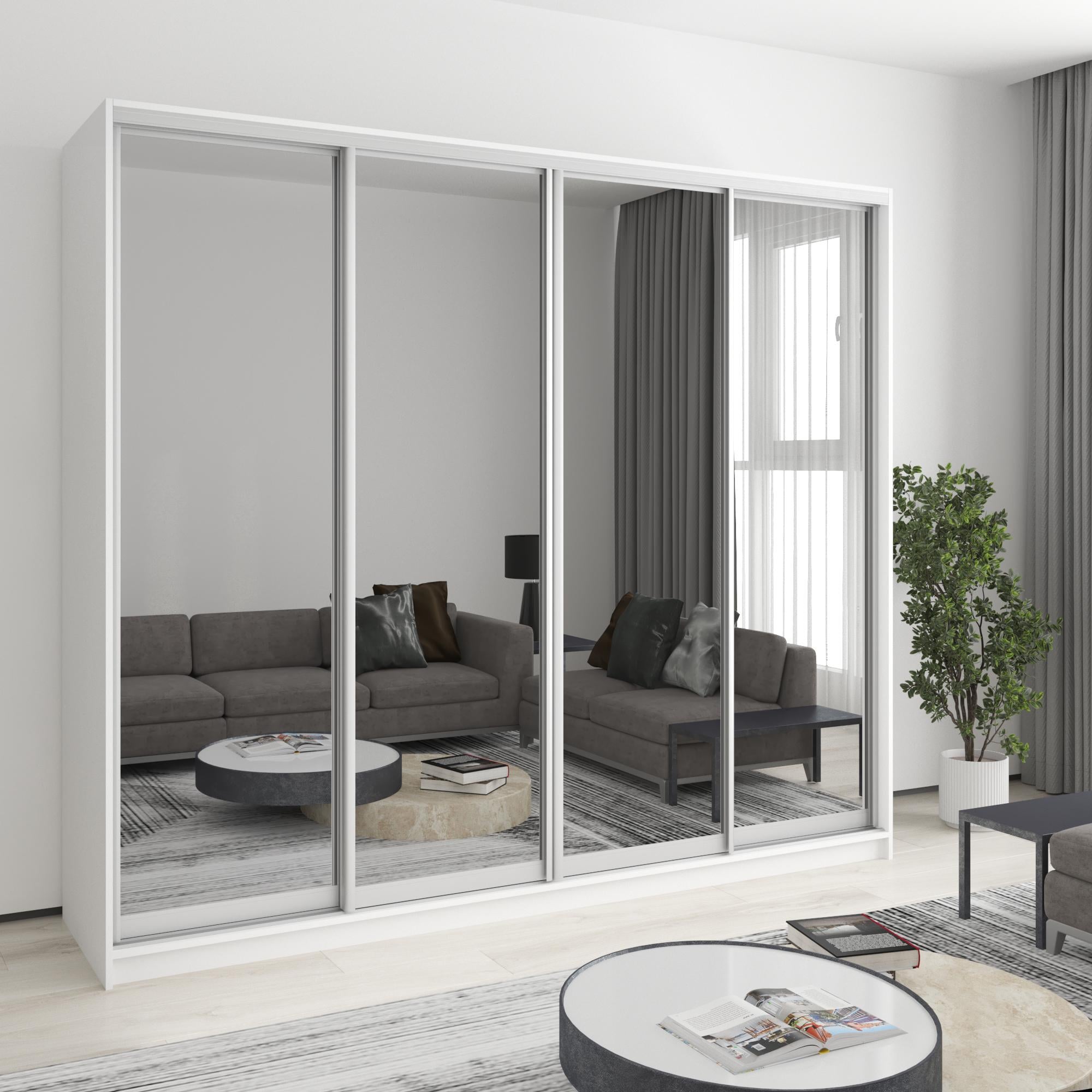 Шкаф-купе четырехдверный MebelStar Комбо AL 4 зеркала 240x60x210 см Аляска белая (MBS-12557) Шкаф-купе четырехдверный MebelStar Комбо AL 4 зеркала 240x60x210 см Аляска белая (MBS-12557)