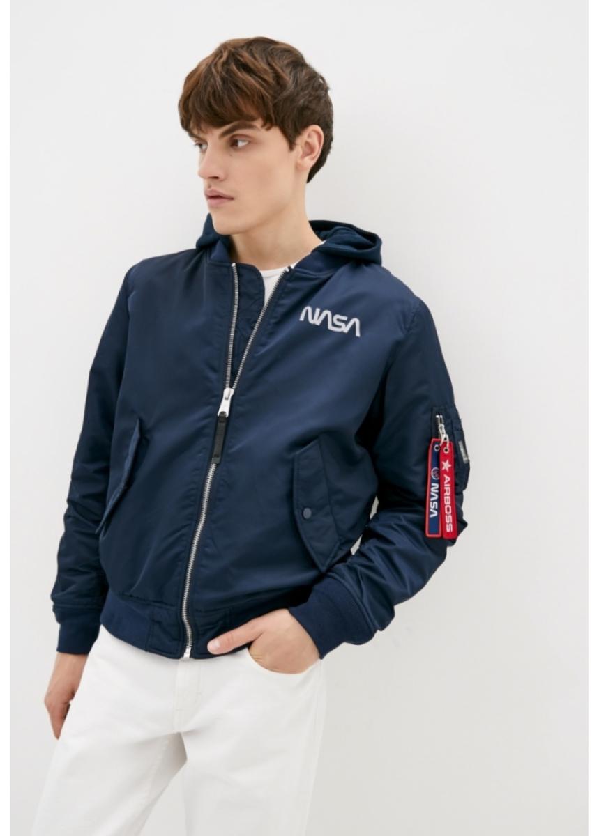 Куртка-бомбер Airboss MA-1 Hooded NASA 4XL Синий (28682) - фото 4