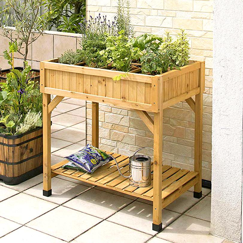 Кашпо на стійці з дерева Бурос Бланже (КШС-001901)