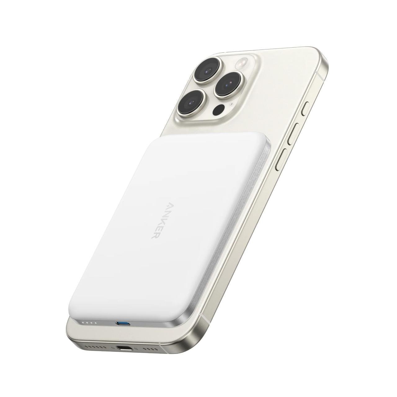 Повербанк магнітний ультратонкий Anker A1665 для iPhone з бездротовою зарядкою 5000 мАг 20 Вт Білий (27376607) - фото 1 Повербанк магнітний ультратонкий Anker A1665 для iPhone з бездротовою зарядкою 5000 мАг 20 Вт Білий (27376607) - фото 1