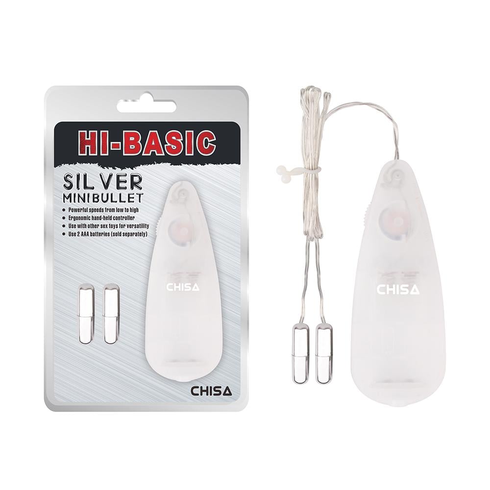 Мини-вибропули CHISA Hi-Basic Mini Twins Bullets на проводном пультом, серебристые Мини-вибропули CHISA Hi-Basic Mini Twins Bullets на проводном пультом, серебристые