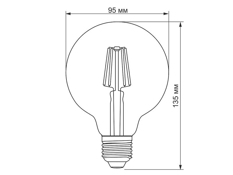 Лампа светодиодная TITANUM G95F Filament 6W E27 2200K Бронзовий (TLFG9506272 A) - фото 3