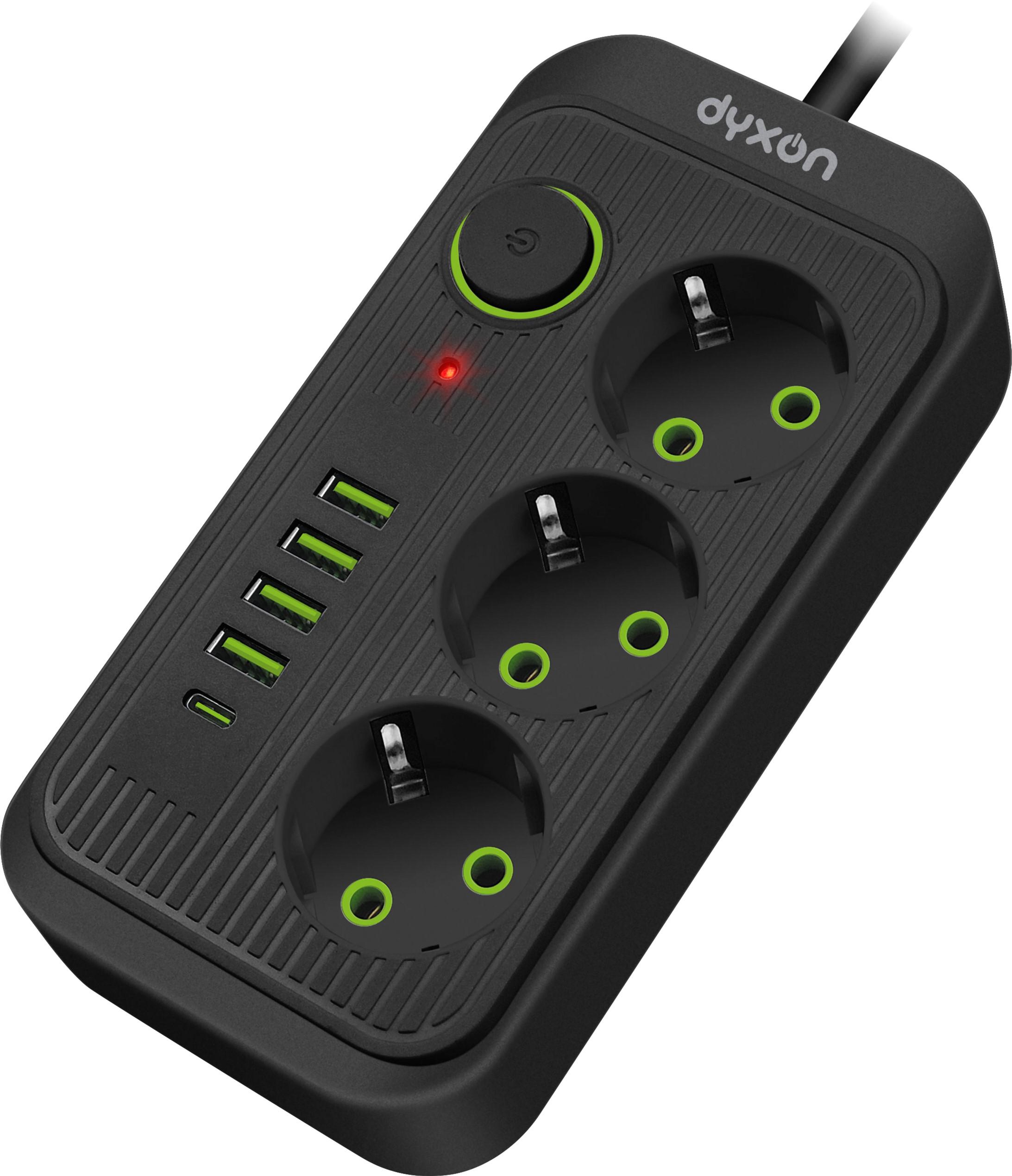 Фильтр-удлинитель сетевой Dyxon 3+5 USB-A + USB-C PD Power switch 3 м Black (1010)