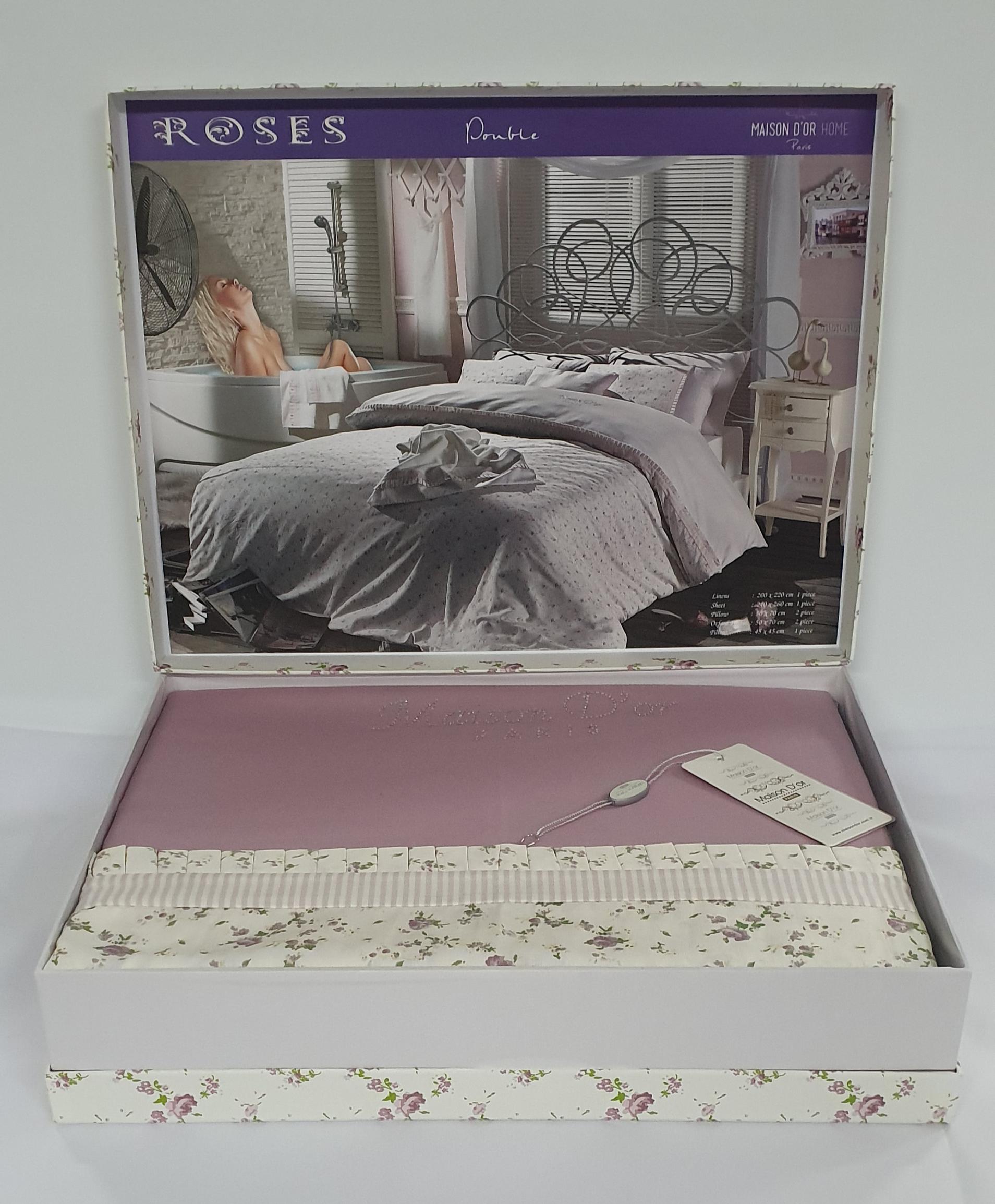 Комплект постельного белья Maison D'or Cатин 200х220 Roses Dark Lilac (02MD200220SRoses07)