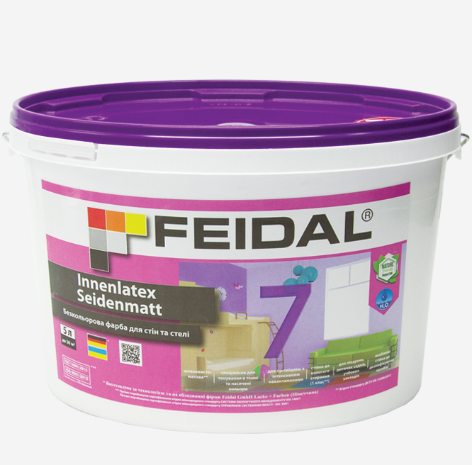 Фарба інтер'єрна Feidal Innenlatex Seidenmatt 7 5 л Безбарвний