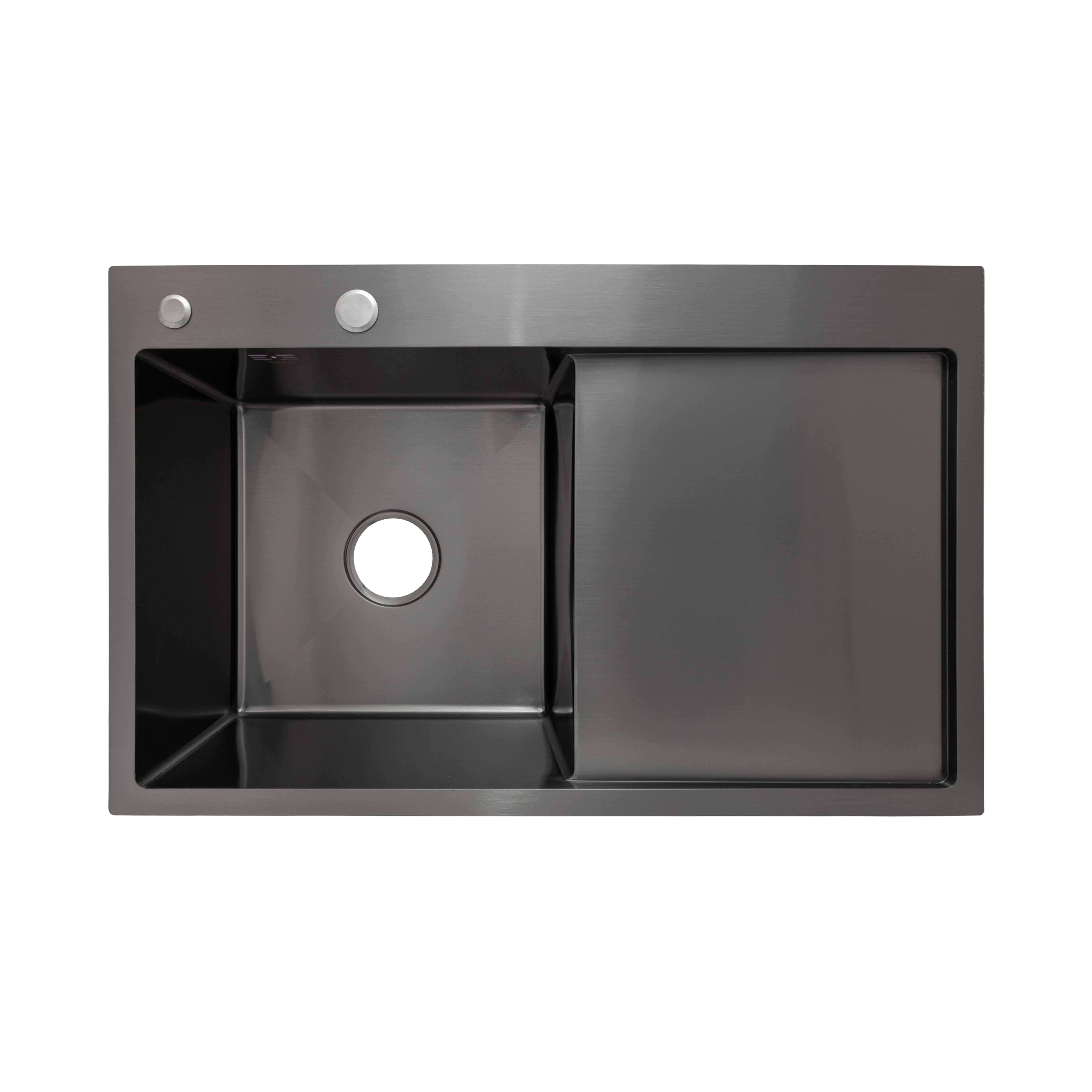 Мийка для кухні інтегрована Lidz Handmade H7849BR крило праворуч 3,0/1,0 мм PVD Brushed Black (LIDZH7849BRPVD3008)