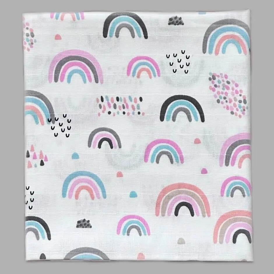 Пелюшка дитяча BST двошарова муслінова 90х80 см Білий/Рожевий (2789600011)