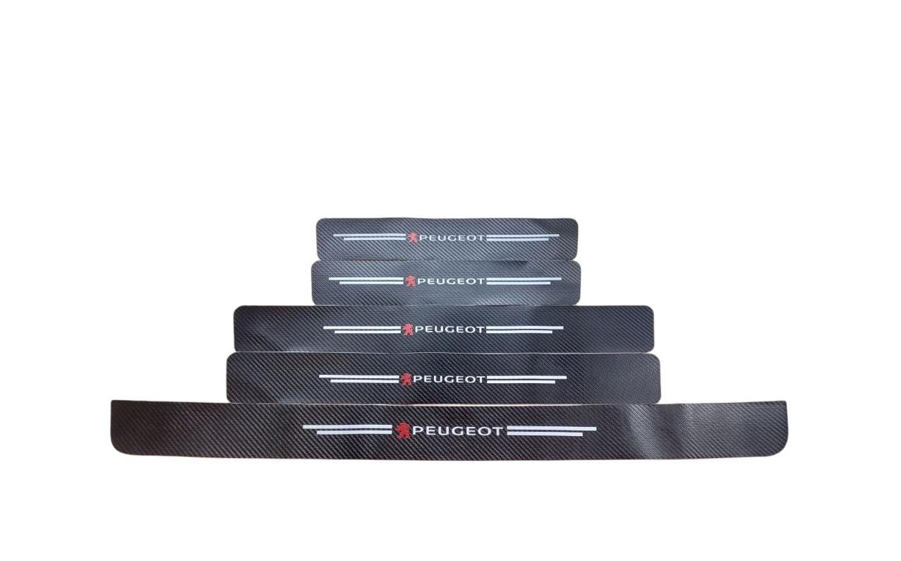 Пленка защитная накладка на пороги и бампер для PEUGEOT 5 шт. Черный карбон (2189817083)