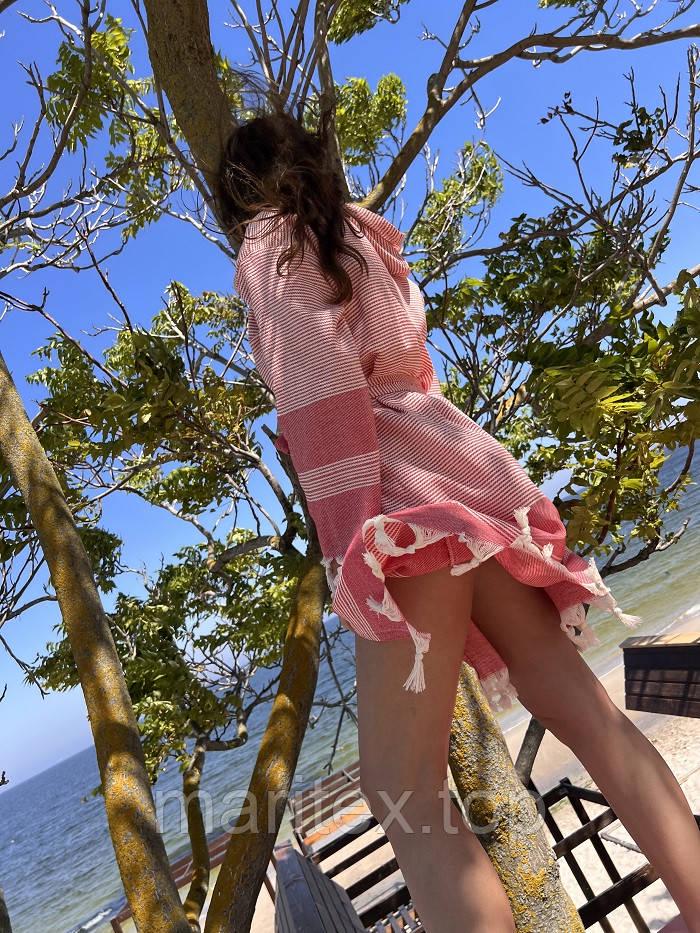 Халат жіночій бавовняний у смужку S-M Червоний (9951-halat) - фото 5 Халат жіночій бавовняний у смужку S-M Червоний (9951-halat) - фото 5