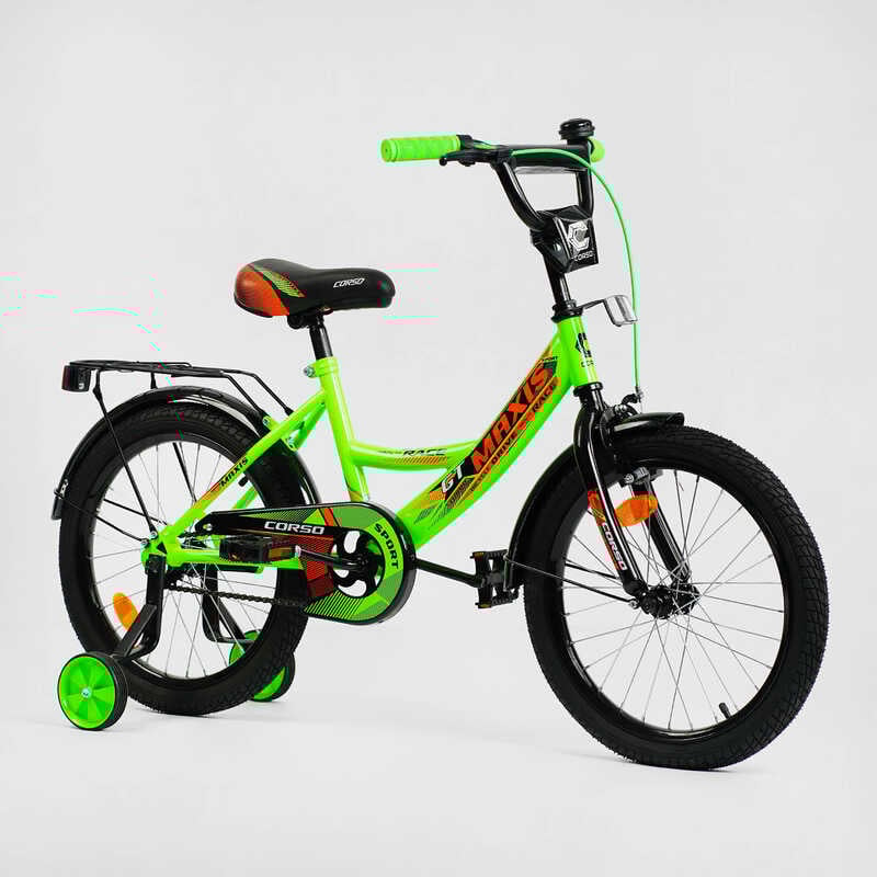 Дитячий велосипед двоколісний Corso 18" ручне гальмо Салатовий (127916)