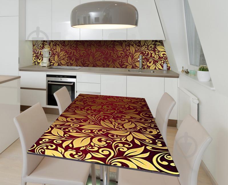 Наклейка 3Д виниловая на стол Zatarga «Золотое бордо» 600х1200 мм для домов, квартир, столов, кофейн, кафе