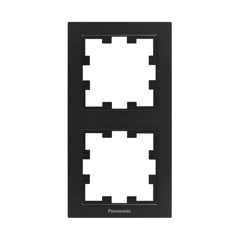 Рамка для розеток двухместная Panasonic Karre Plus 55 ABS вертикальная Черный (WDTF08122B UA1)