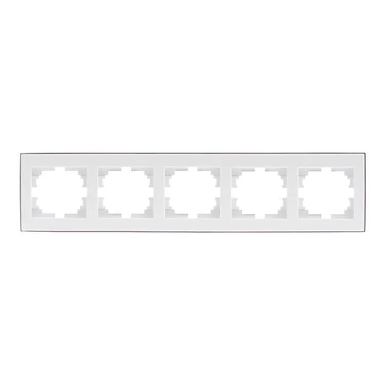 Рамка п'ятимісна горизонтальна Хром Lezard Rain з боковою вставкою Білий (00000019193)