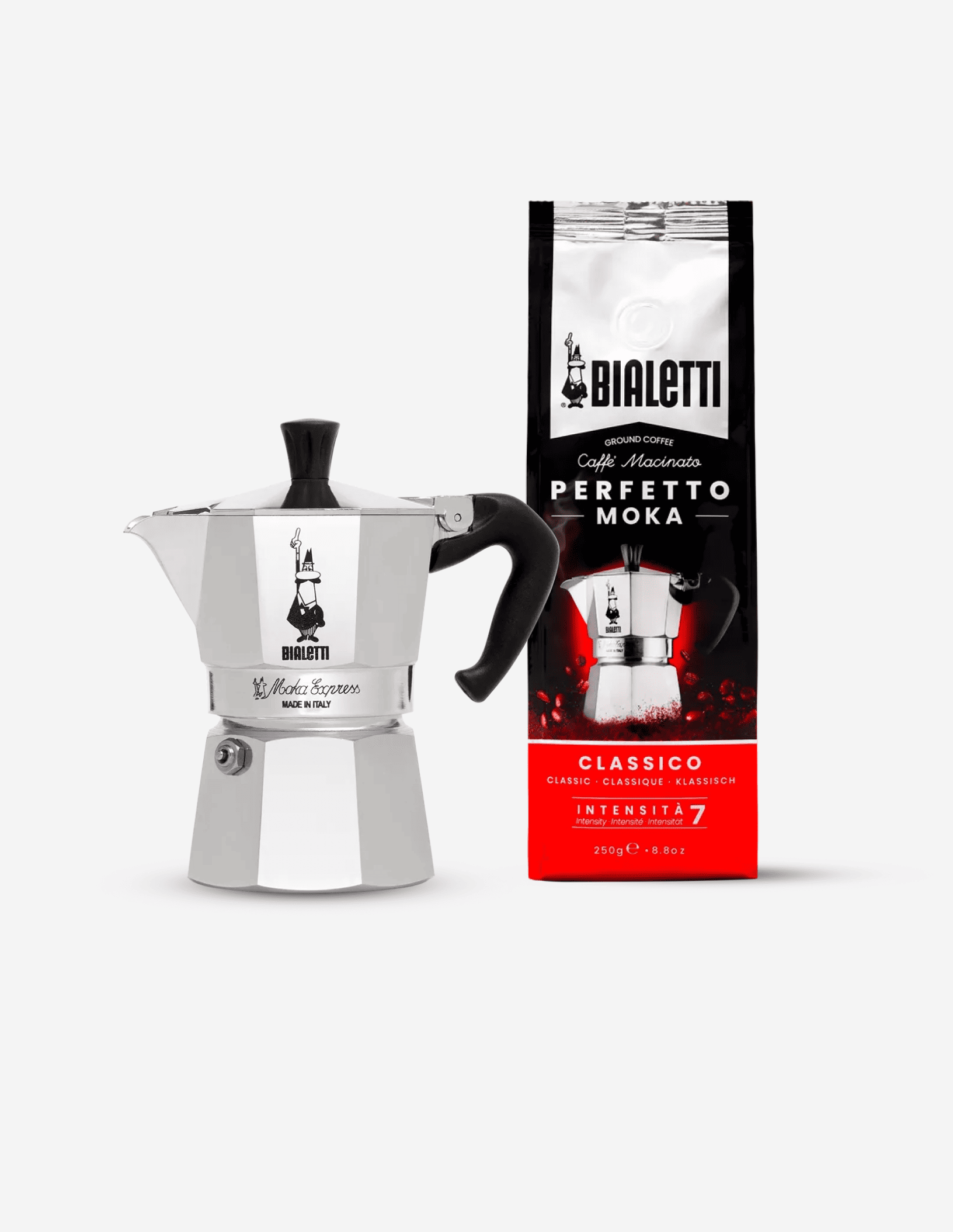 Набор кофеварка Bialetti Moka 3TZ и кофе молотый Perfetto Moka Classico (0003544)