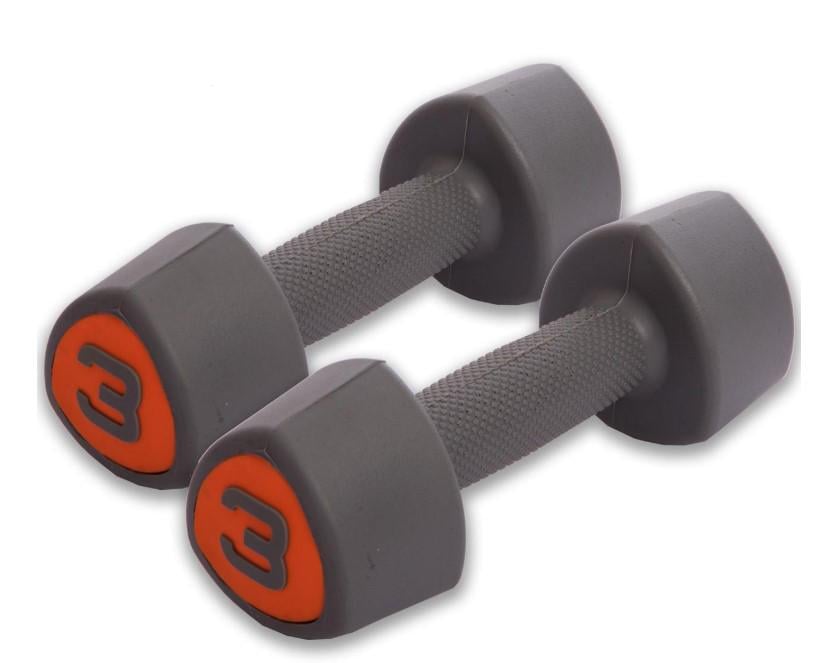 Гантели цельные с полиуретановым покрытием Record TA-0930-3 2 шт. по 3 кг Серый/Оранжевый