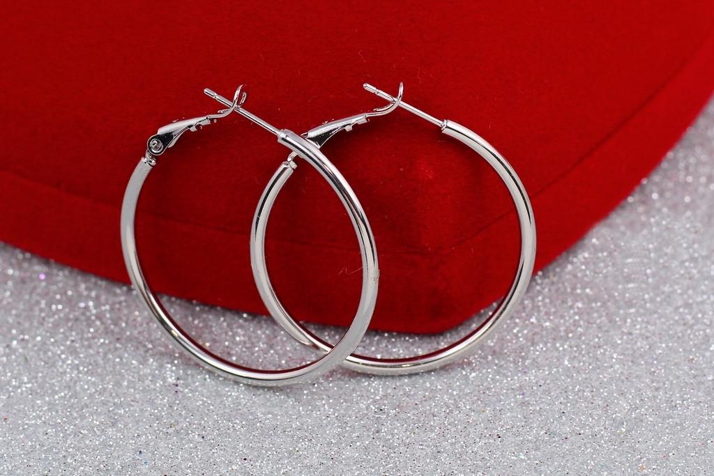 Сережки кільця Xuping Jewelry гладкі 3,5 см Сріблястий (2097994931) - фото 1