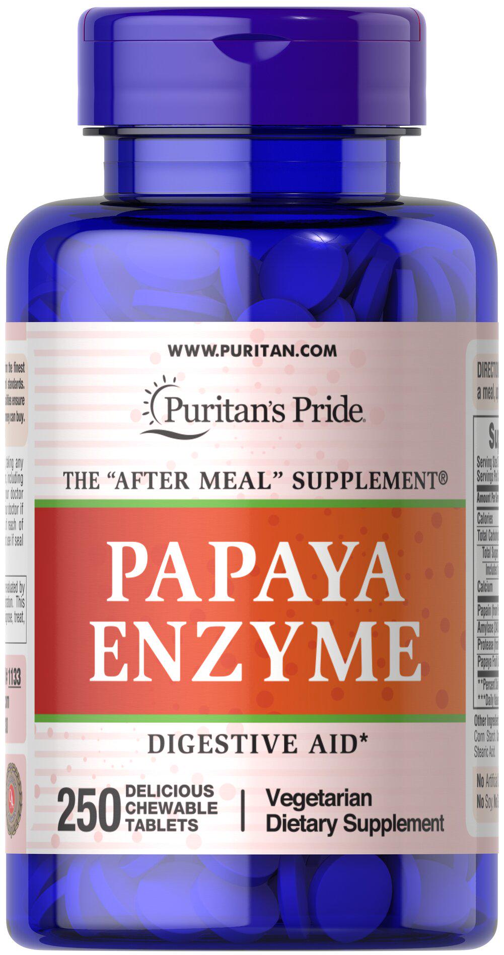 Витамины Папаин Puritan's Pride PAPAYA ENZYME 250 жевательных таб.