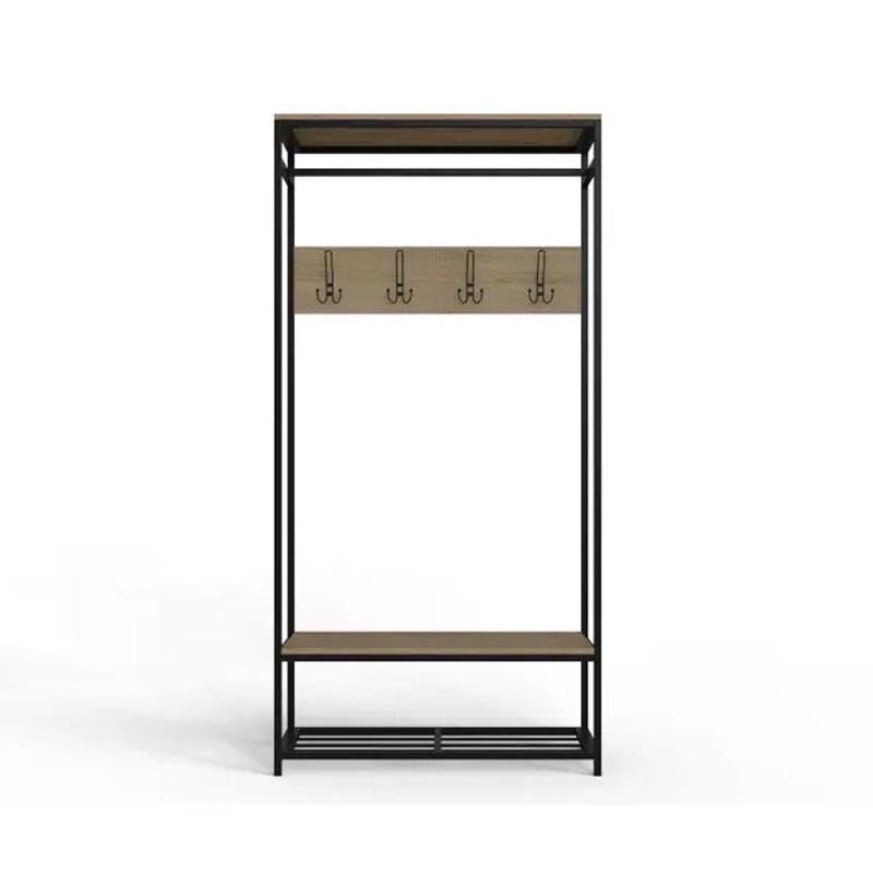 Вешалка модульная напольная Ferrum-decor Трелис 15 ДСП 16 мм 180x90x38 см Черный/Дуб Сонома (FRD-104364)