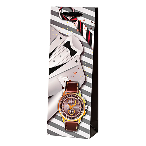 Подарунковий пакет під пляшку Stenson Style 3D №1 36x13x8 см (R95561)