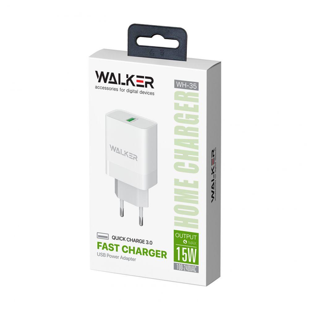 Зарядное устройство сетевой Walker WH-35 2в1 1 USB QC3,0/3A/15W USB-кабель USB (2746) - фото 2 Зарядное устройство сетевой Walker WH-35 2в1 1 USB QC3,0/3A/15W USB-кабель USB (2746) - фото 2