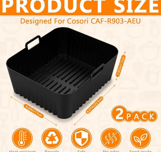 Форма силиконовая вкладыши для фритюрниц 2 шт SAM-2290 Черный 20.5см - фото 3